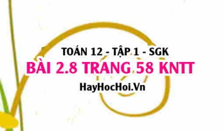 Bài 2.8 trang 58 Toán 12 tập 1 Kết nối tri thức